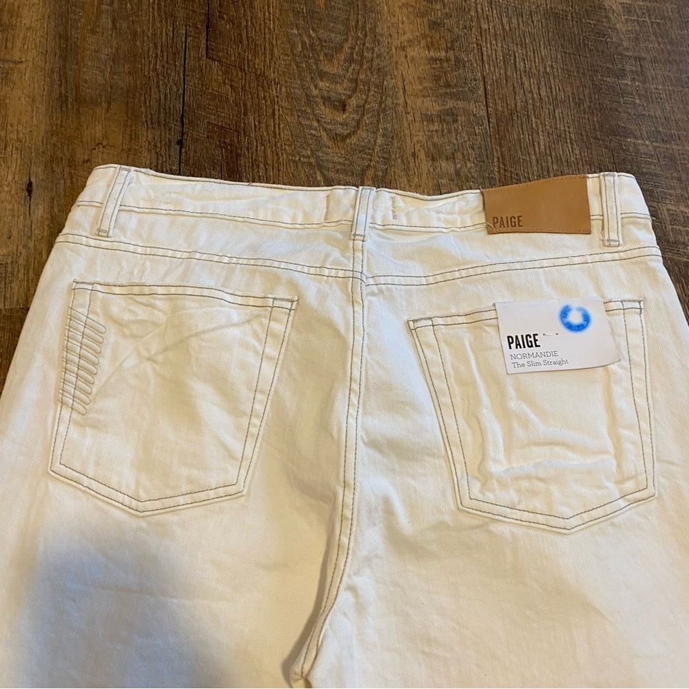NWT Paige Normandie Slim Straight White Jeans Size 34 - Picture 11 of 14